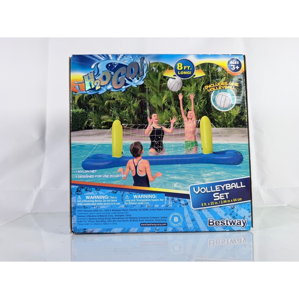 H2O Go! Inflatable Floating Volleyball Set Pool Water Game Includes Ball 8 Ft